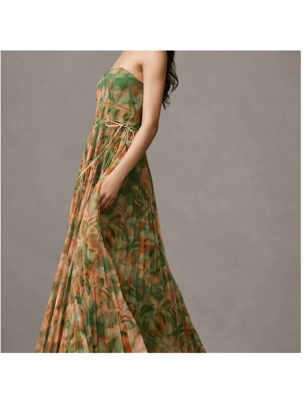 NWT Hutch Costella Floral Mesh Tulle Strapless Pleated Gown size 16W - Picture 4 of 12